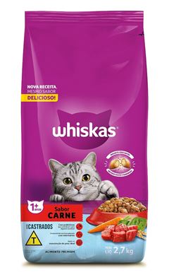 WHISKAS DRY GATOS CASTRADOS CARN 2,7KG(6