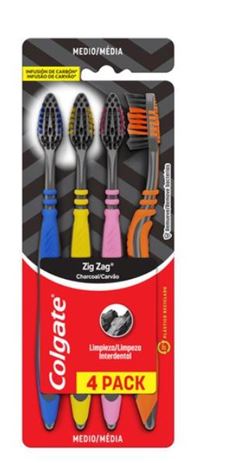 ESC COLG ZIG ZAG CARVAO 4 PACK MÉD (18)