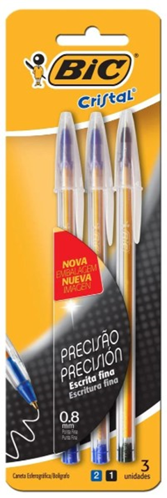 CANETA  FINA CRIST SORTIDOS 1X3 (50)